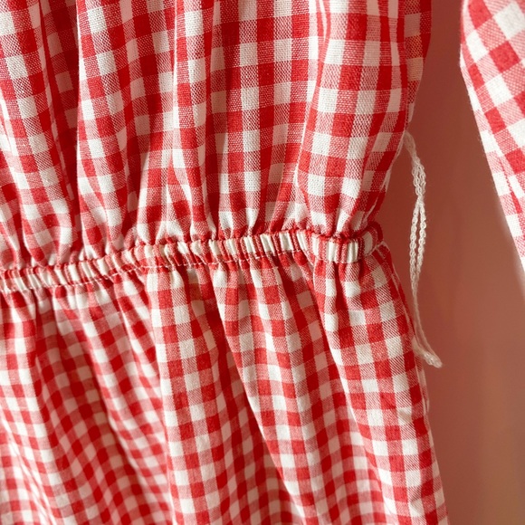 Alot Red Checked Cottage Core Ruffled Dress - Picture 5 of 6